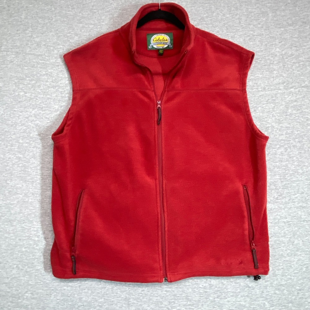 Cabelas Outdoor Gear Mens XL Tall Red Full Zip Fleece Vest Mock Neck Sleeveless